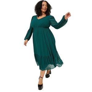 Torrid green Open Back A-Line Dress Botanical Garden Size 2 NWOT